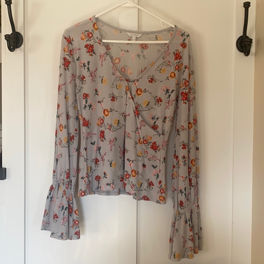 Lucky Brand Floral Top with Bell Sleeves